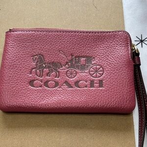Coach Burgundy Leather Wristlet